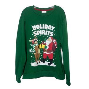 Holiday Time Green Christmas Light Up Sweatshirt Large Green New